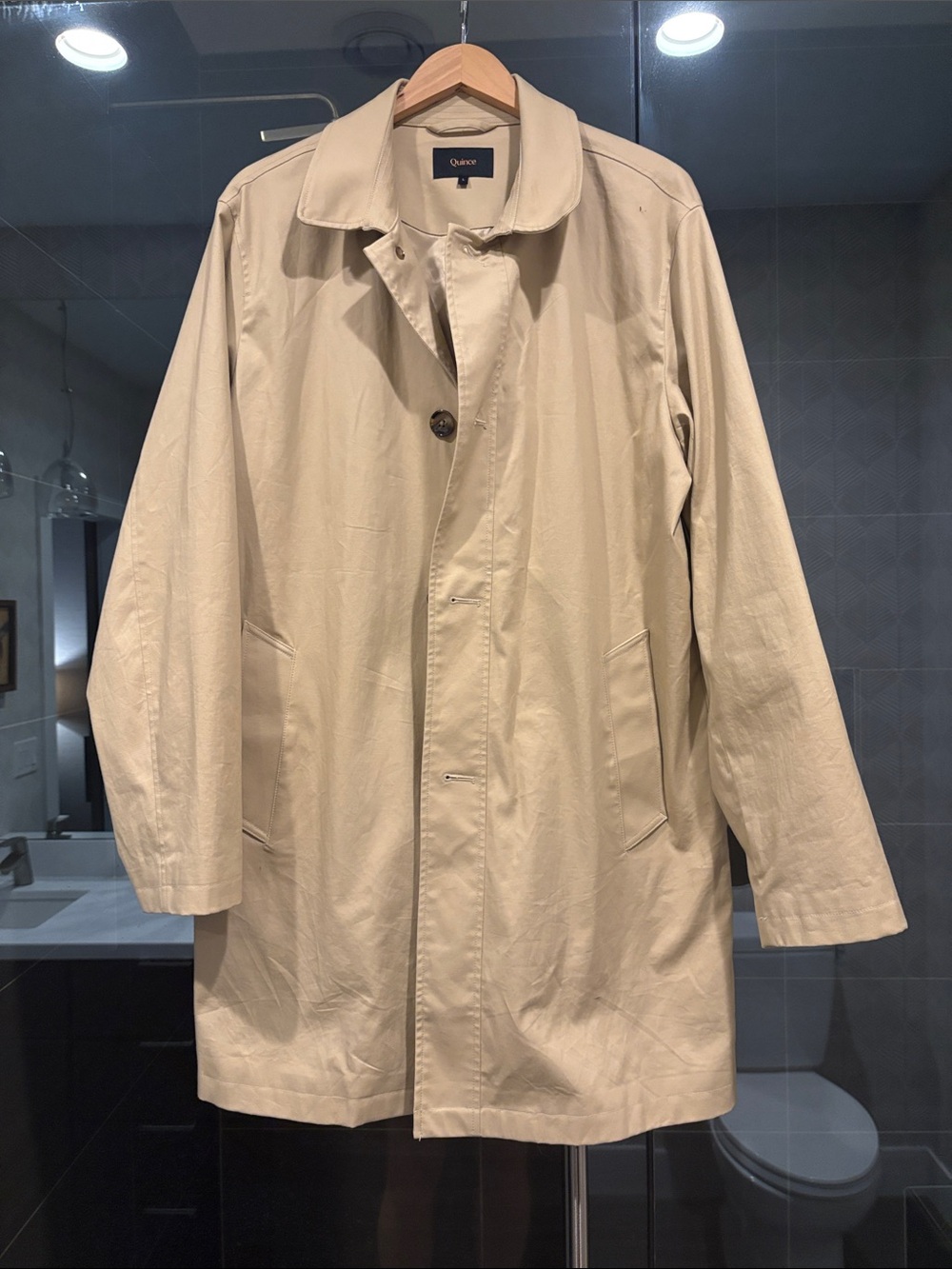Quince Men’s Beige Single-Breasted Trench Coat